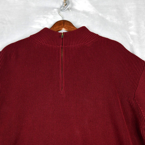 LL Bean Sweater Mens Xl Maroon 1/4 Zip Knit Long Sleeve Pullover O WV95 - Picture 3 of 7